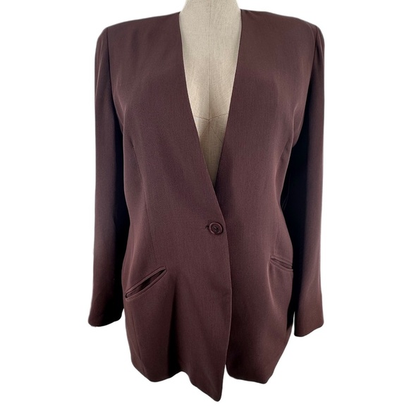 Emanuel Ungaro blazer size 14 48 brown one button with pockets corpcore jacket - Picture 1 of 12